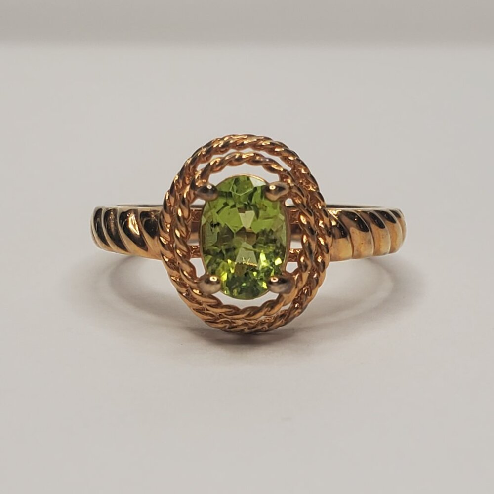 Sterling Silver Peridot Gemstone Ring, Size 7